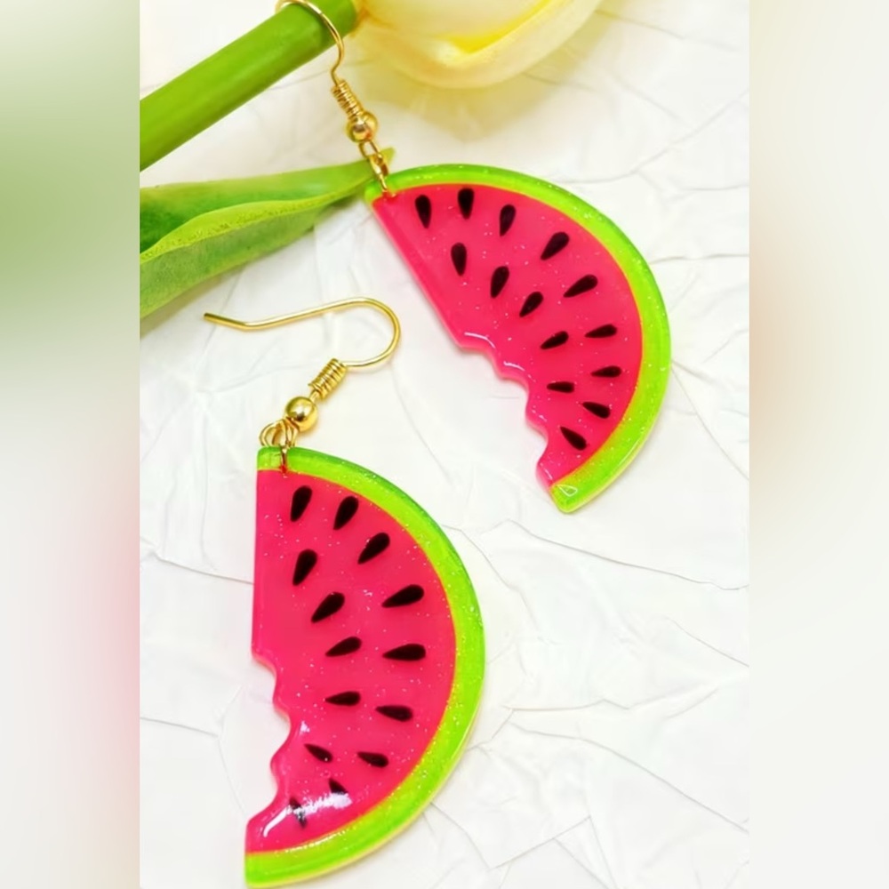 Watermelon Slice Dangle Earrings